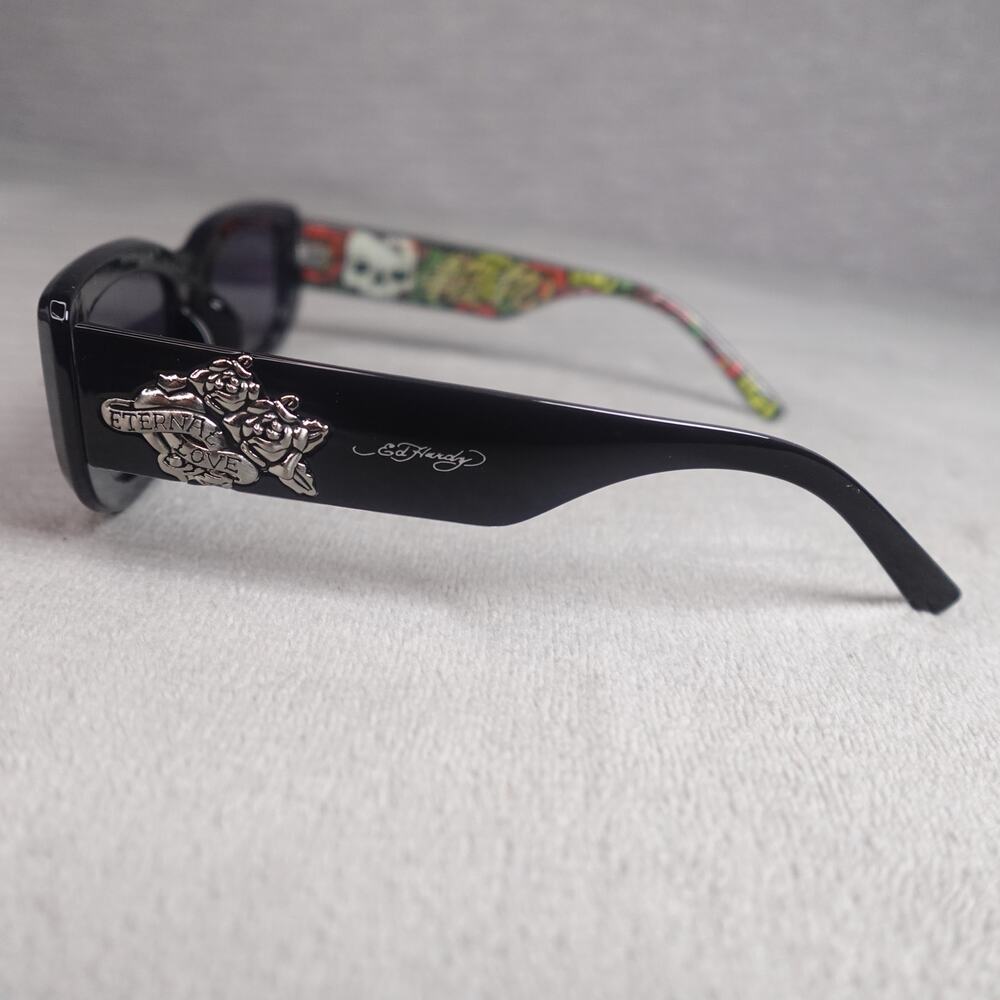 Ed Hardy Ed Kabuki Sunglasses Black UV400 Eternal Love NEW - Picture 7 of 16